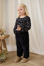 Pantalon Classique en Coton Sésame Noir avec Taille Élastiquée et Jambes Droites