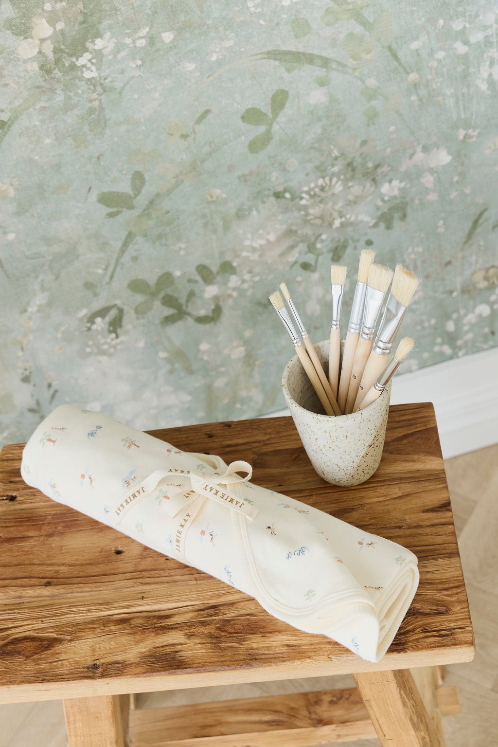 Cozy Cream Organic Cotton Blanket with Animal Motifs