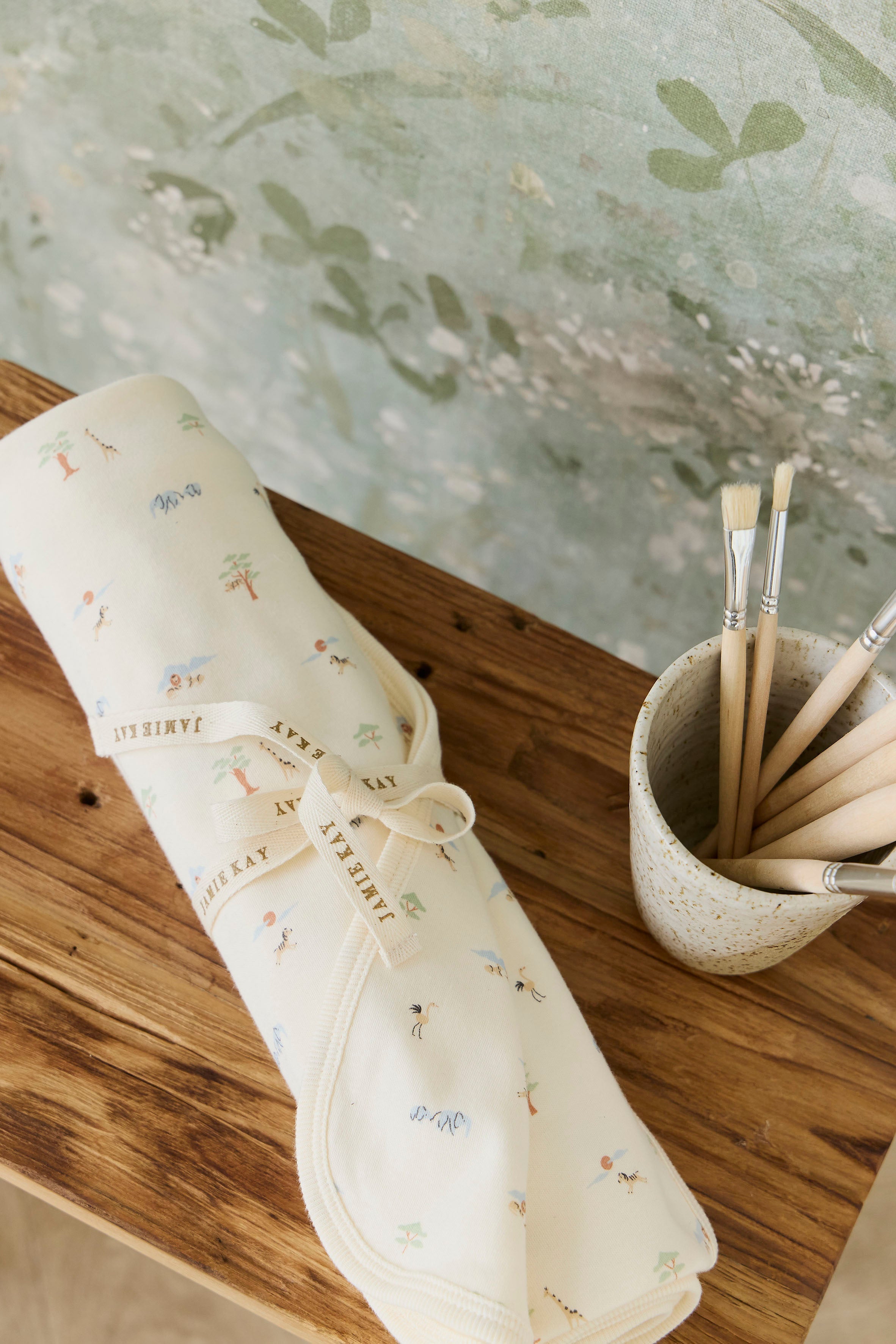 Cozy Cream Organic Cotton Blanket with Animal Motifs