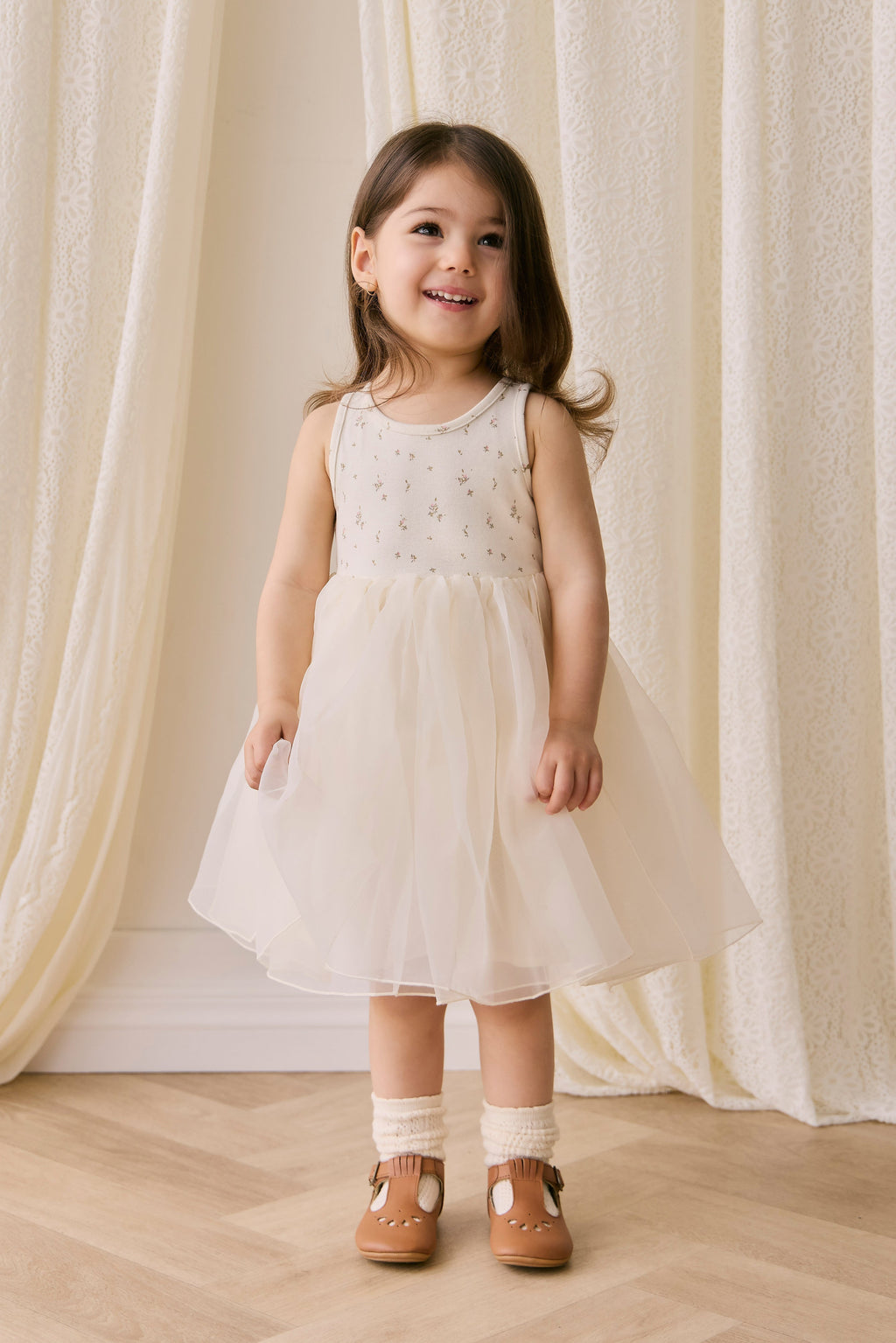 Robe Romantique Vintage en Coton et Tulle de Polyester à Jupe Volumineuse