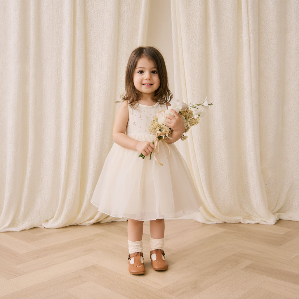 Robe Romantique Vintage en Coton et Tulle de Polyester à Jupe Volumineuse