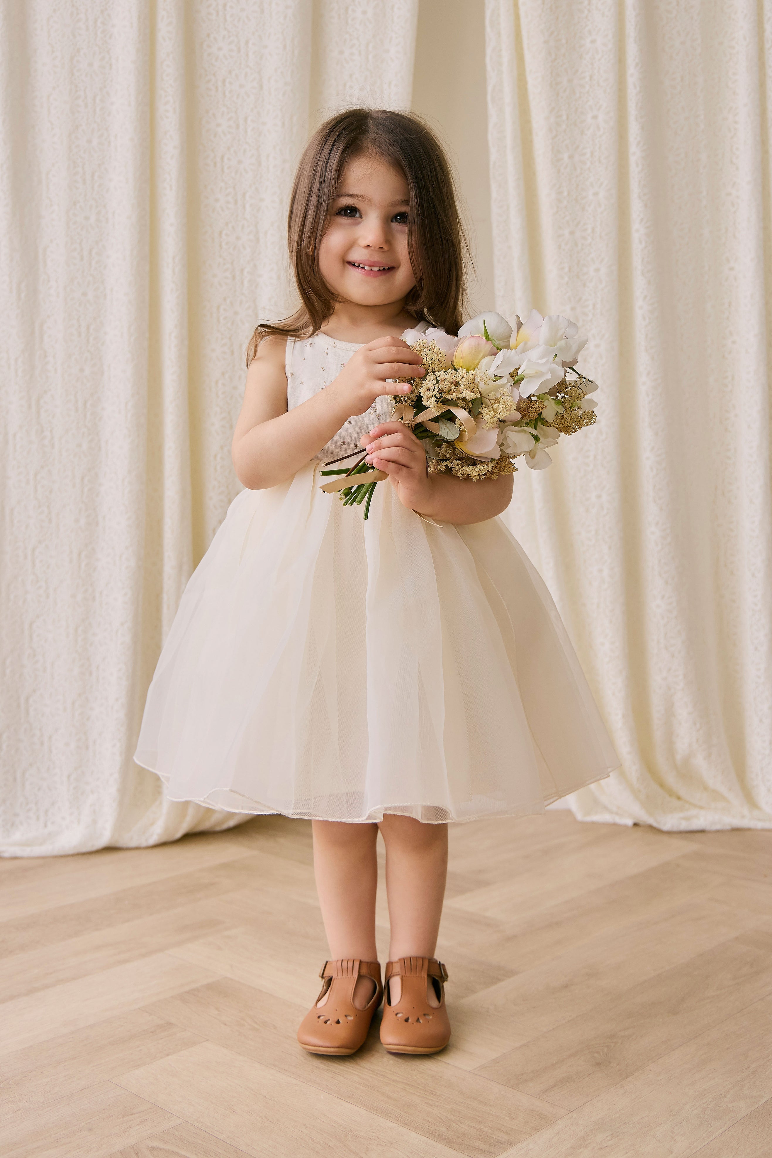 Robe Romantique Vintage en Coton et Tulle de Polyester à Jupe Volumineuse