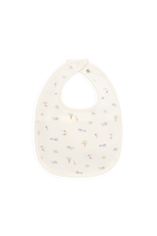 Playful Animal Print Organic Cotton Bib with Towel Backing & Dome Buttons