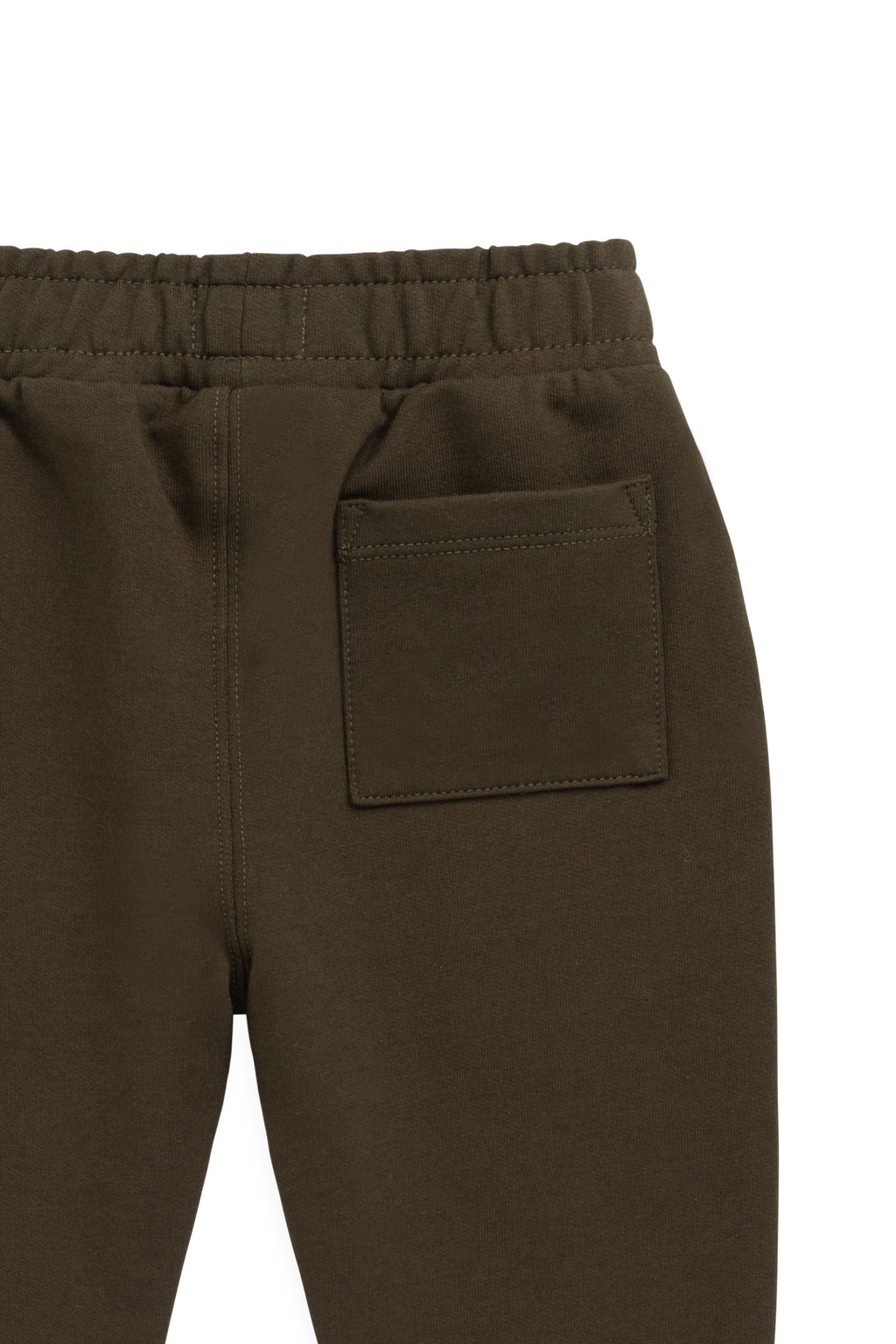 Pantalon de jogging classique en coton biologique vert olive foncé avec poignets et poches avant côtelés