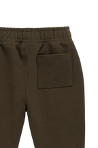Pantalon de jogging classique en coton biologique vert olive foncé avec poignets et poches avant côtelés