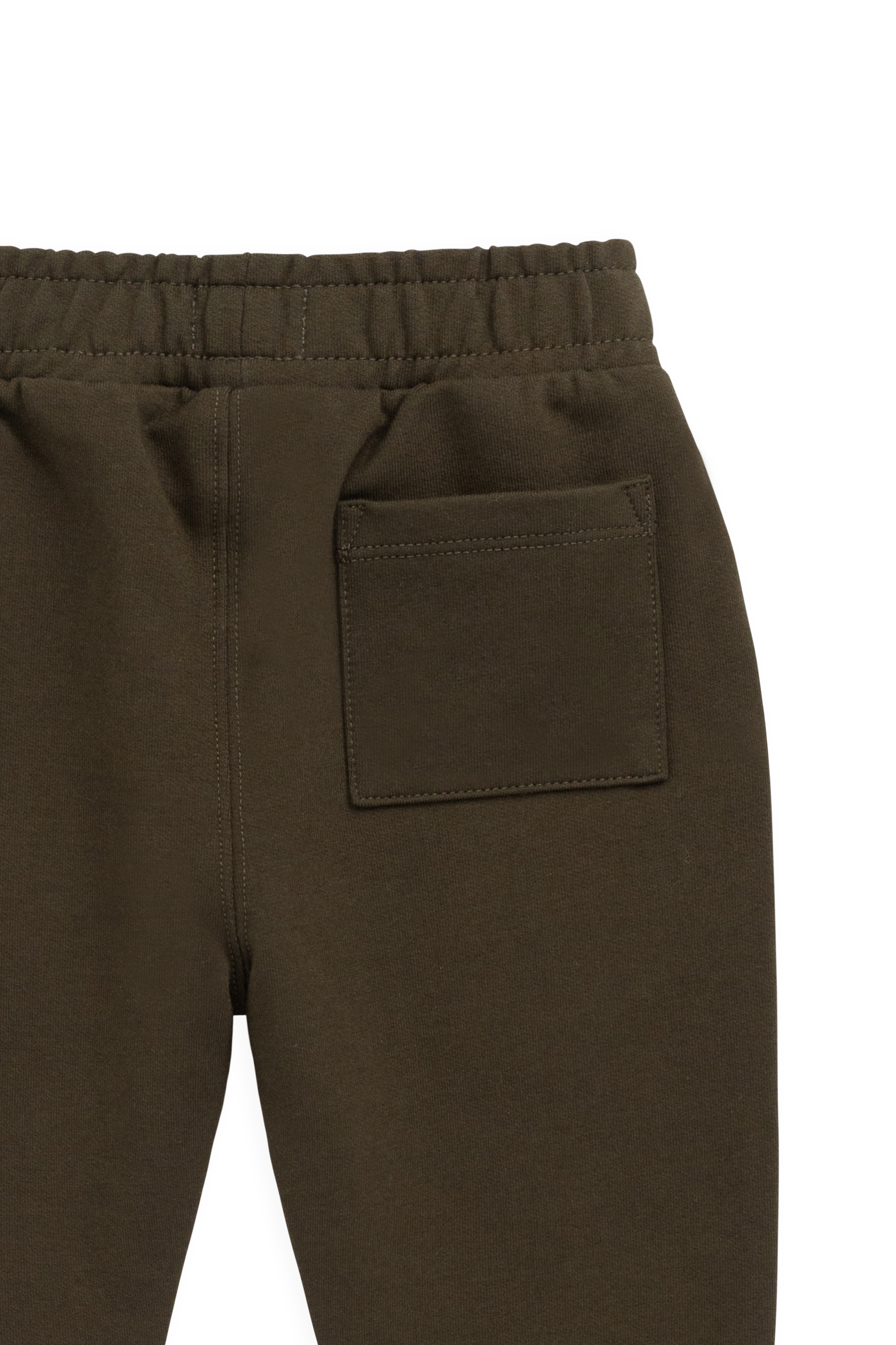 Pantalon de jogging classique en coton biologique vert olive foncé avec poignets et poches avant côtelés
