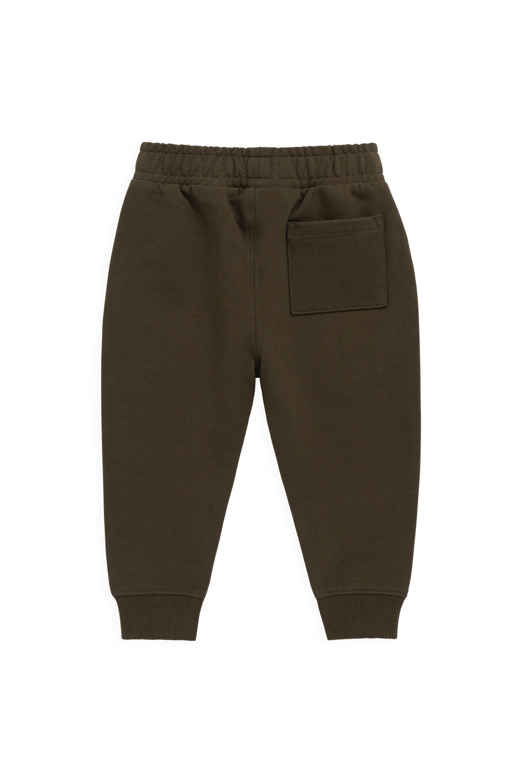 Pantalon de jogging classique en coton biologique vert olive foncé avec poignets et poches avant côtelés