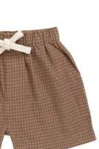 Short classique en coton à carreaux fenêtre avec cordon de serrage à la taille