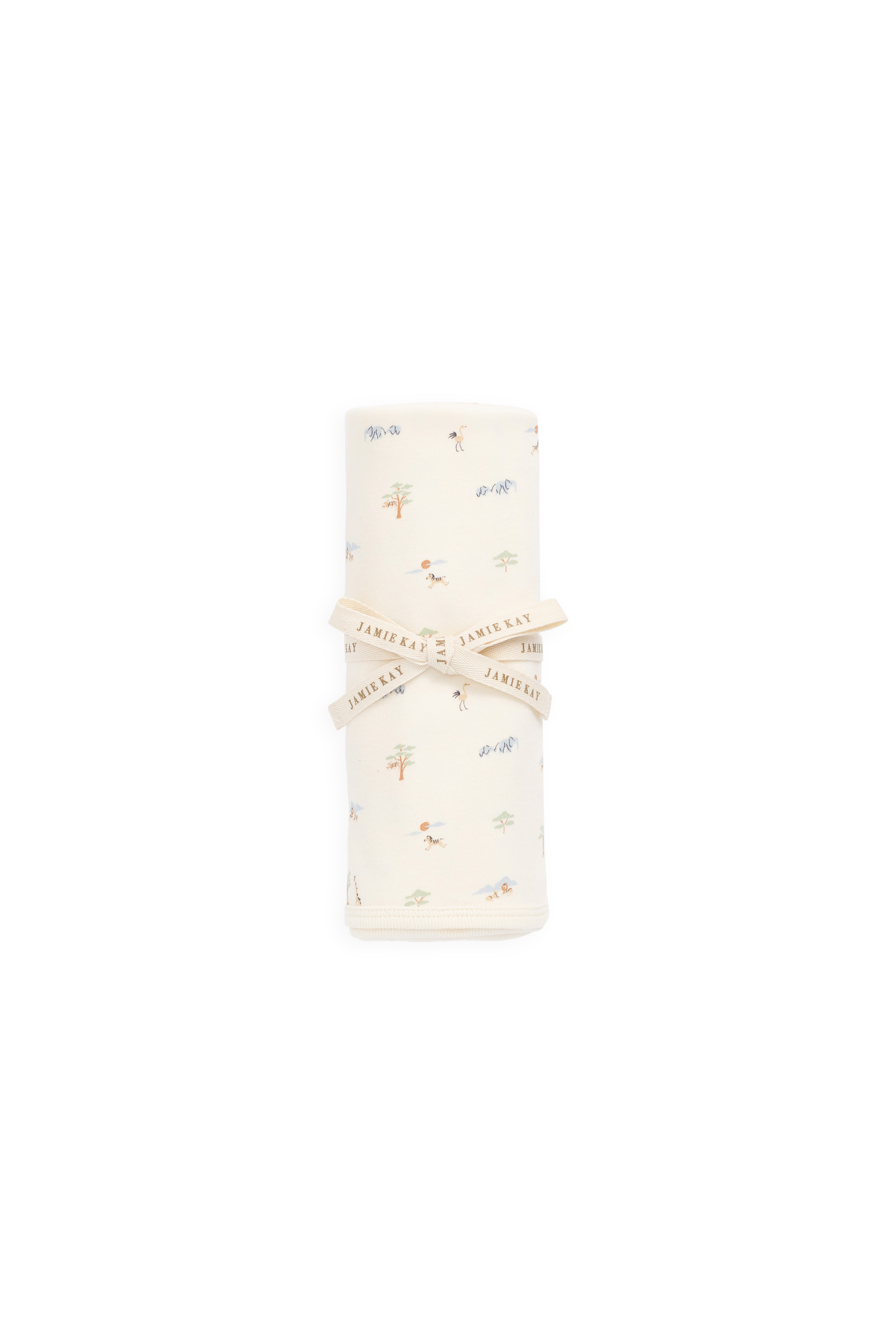 Cozy Cream Organic Cotton Blanket with Animal Motifs