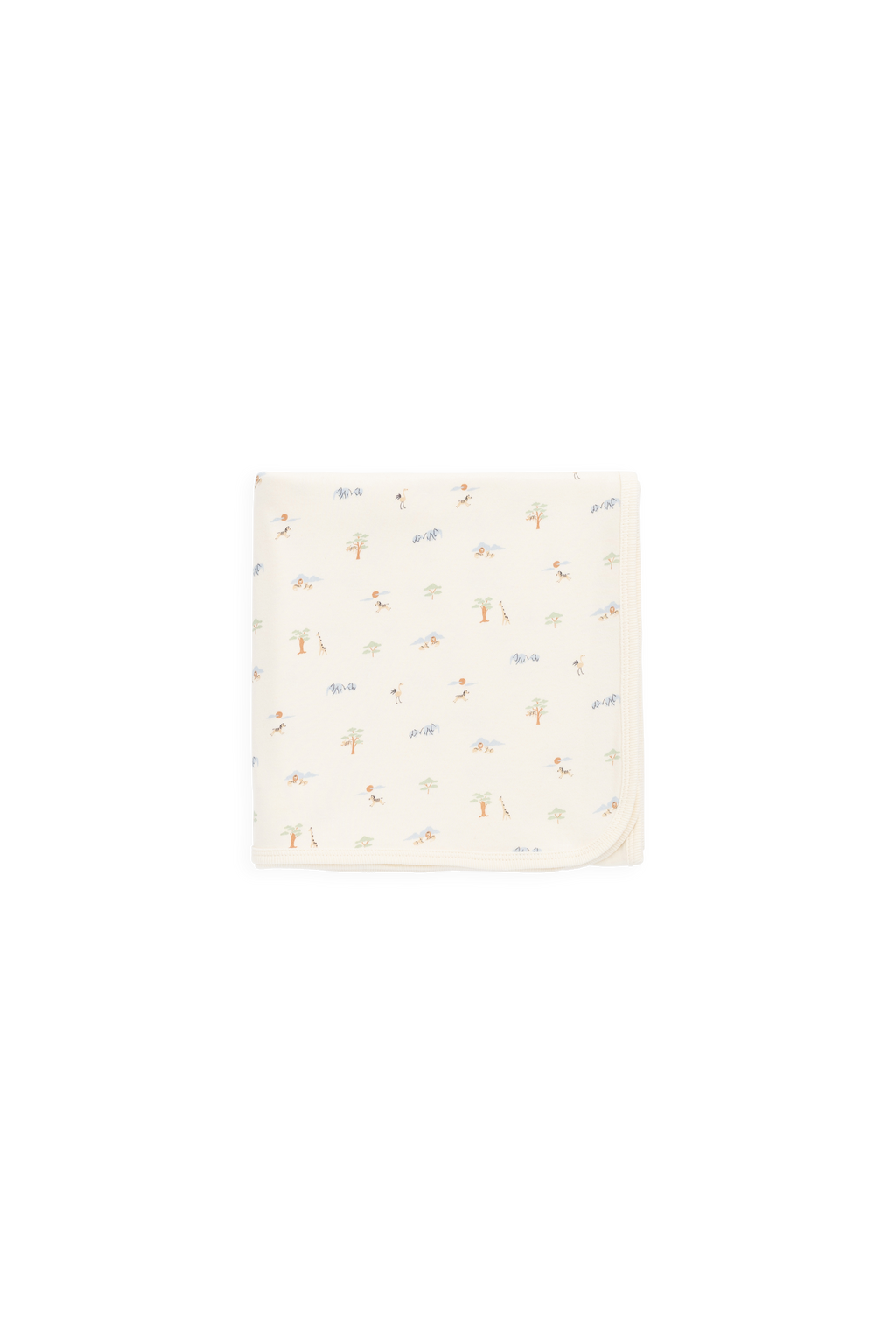 Cozy Cream Organic Cotton Blanket with Animal Motifs
