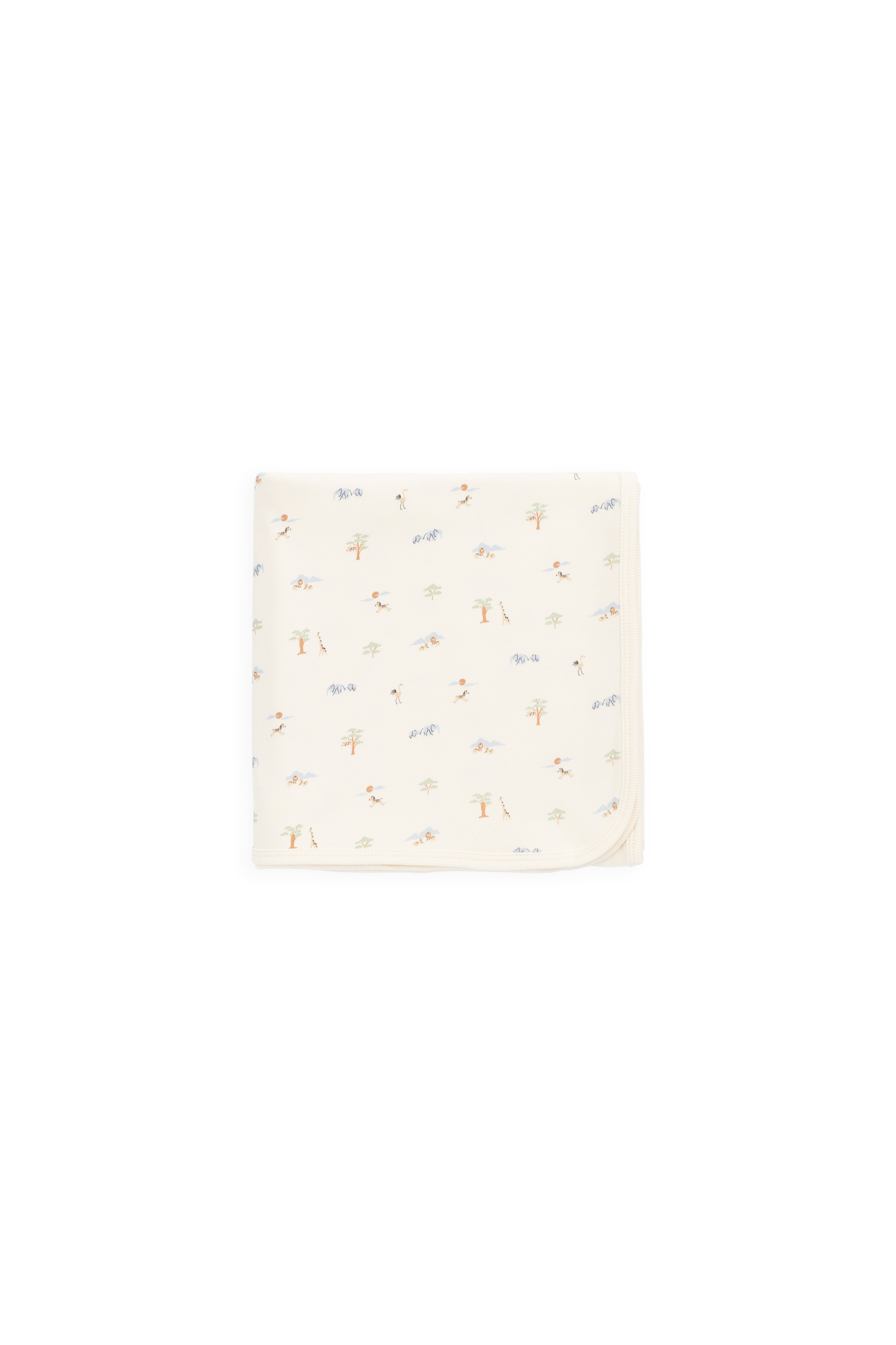 Cozy Cream Organic Cotton Blanket with Animal Motifs