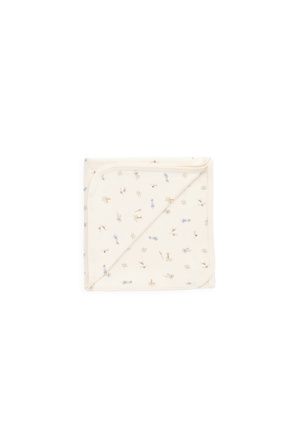 Cozy Cream Organic Cotton Blanket with Animal Motifs