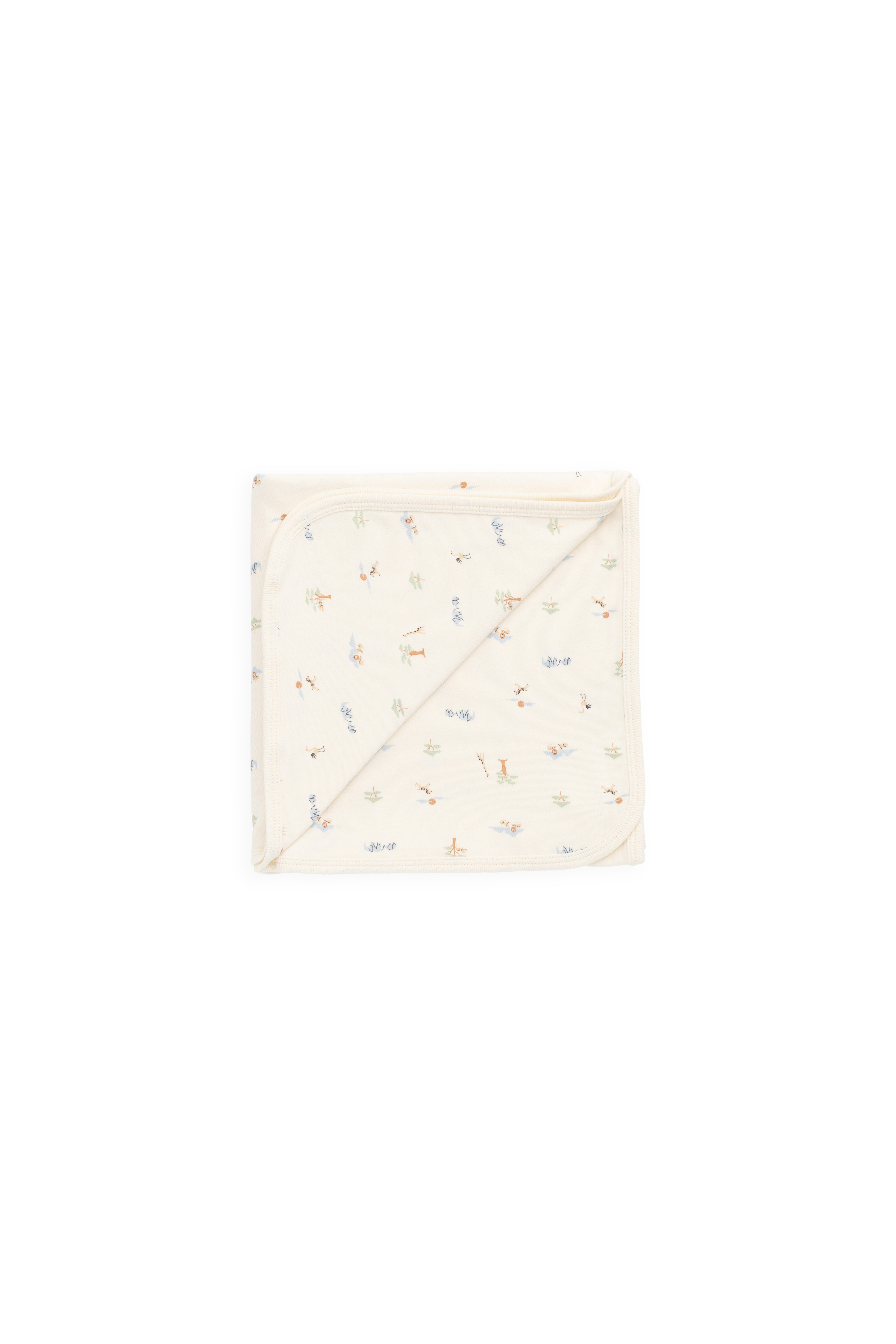 Cozy Cream Organic Cotton Blanket with Animal Motifs