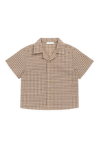 Chemise classique en coton biologique Cocoa Check à manches courtes et boutons en bois