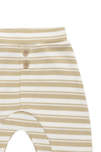 Pantalon classique en coton rayé avec taille élastique et bouton décoratif