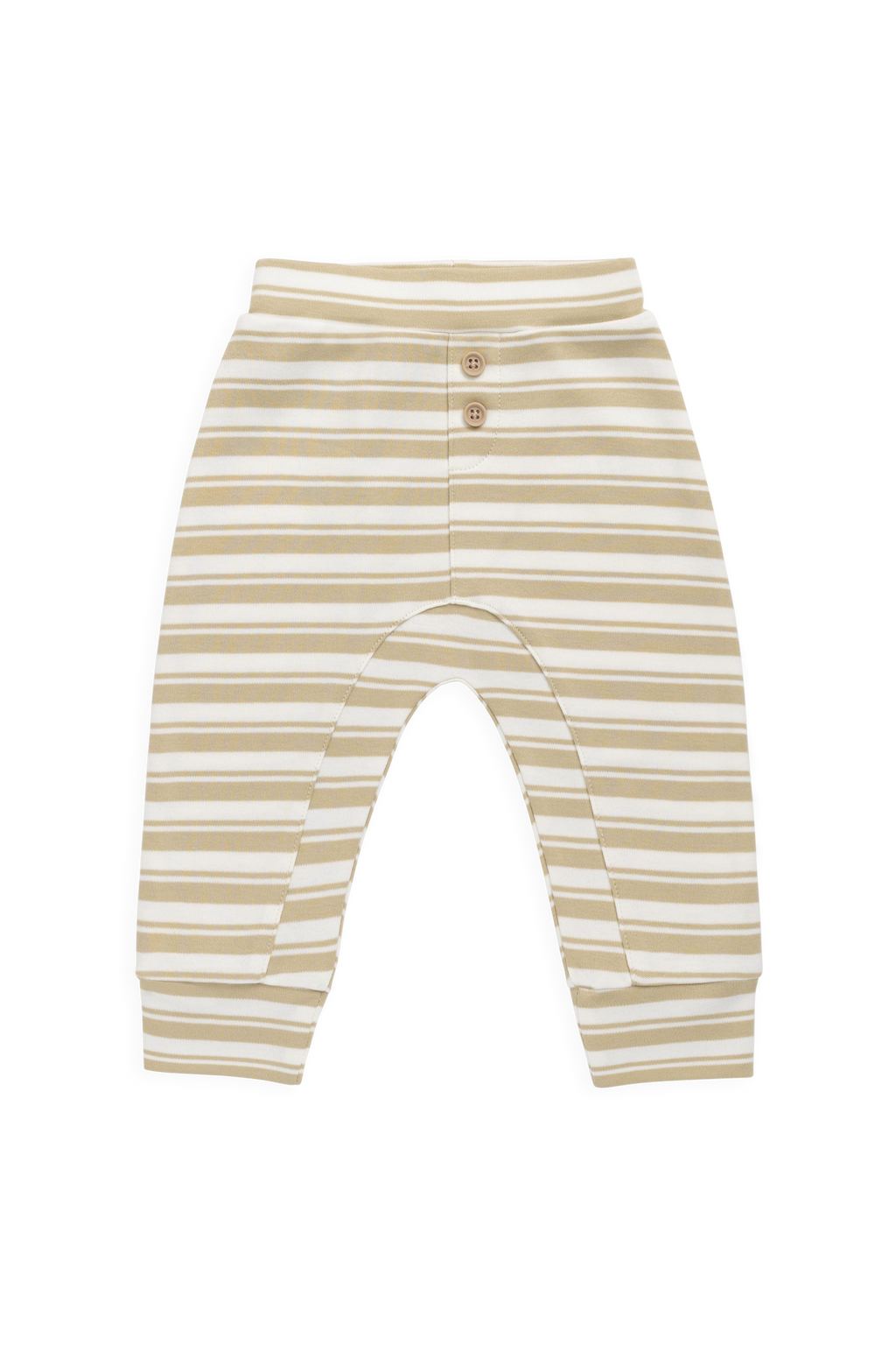 Pantalon classique en coton rayé avec taille élastique et bouton décoratif