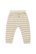 Pantalon classique en coton rayé avec taille élastique et bouton décoratif