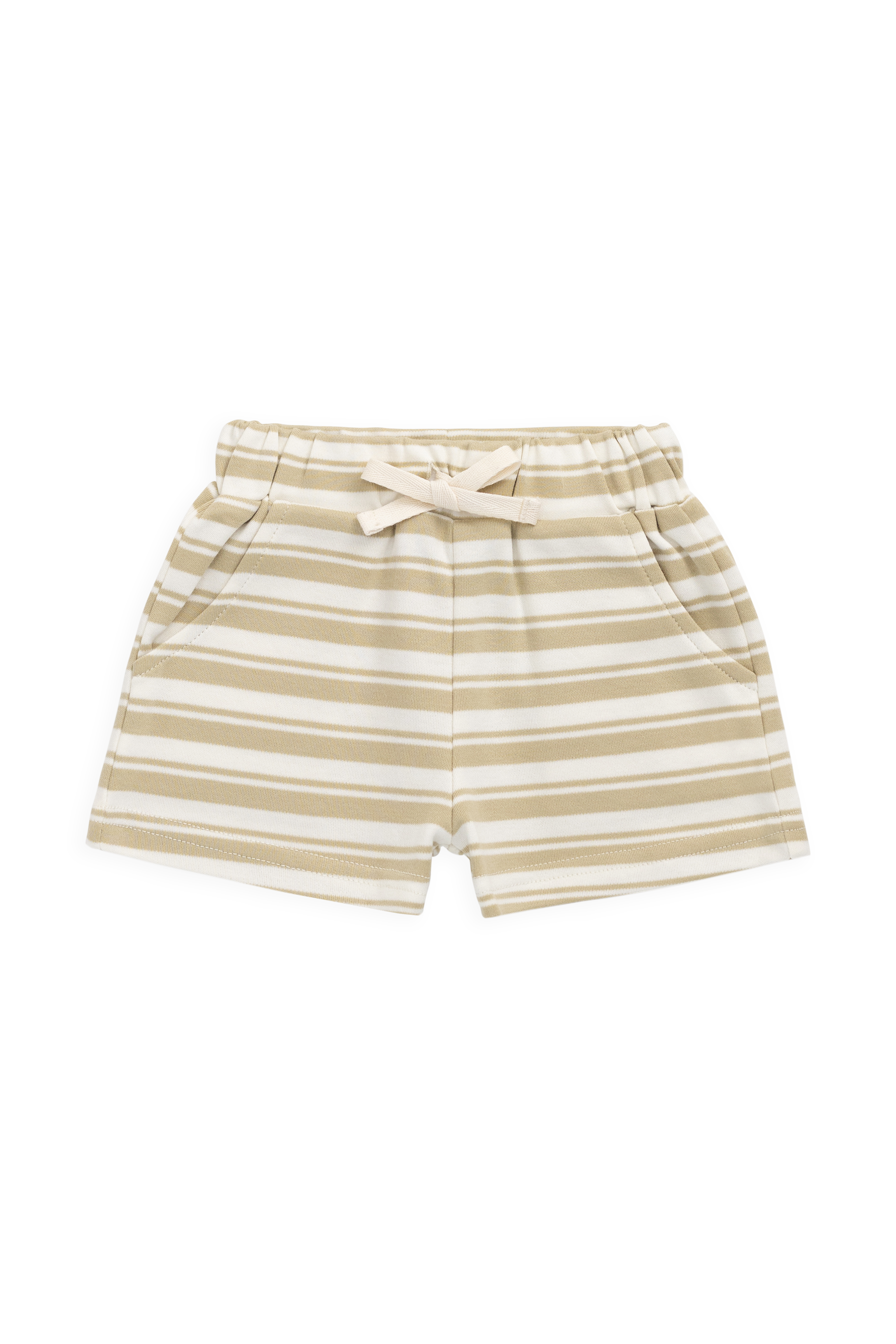 Short classique en coton rayé avec taille élastiquée et cordon de serrage