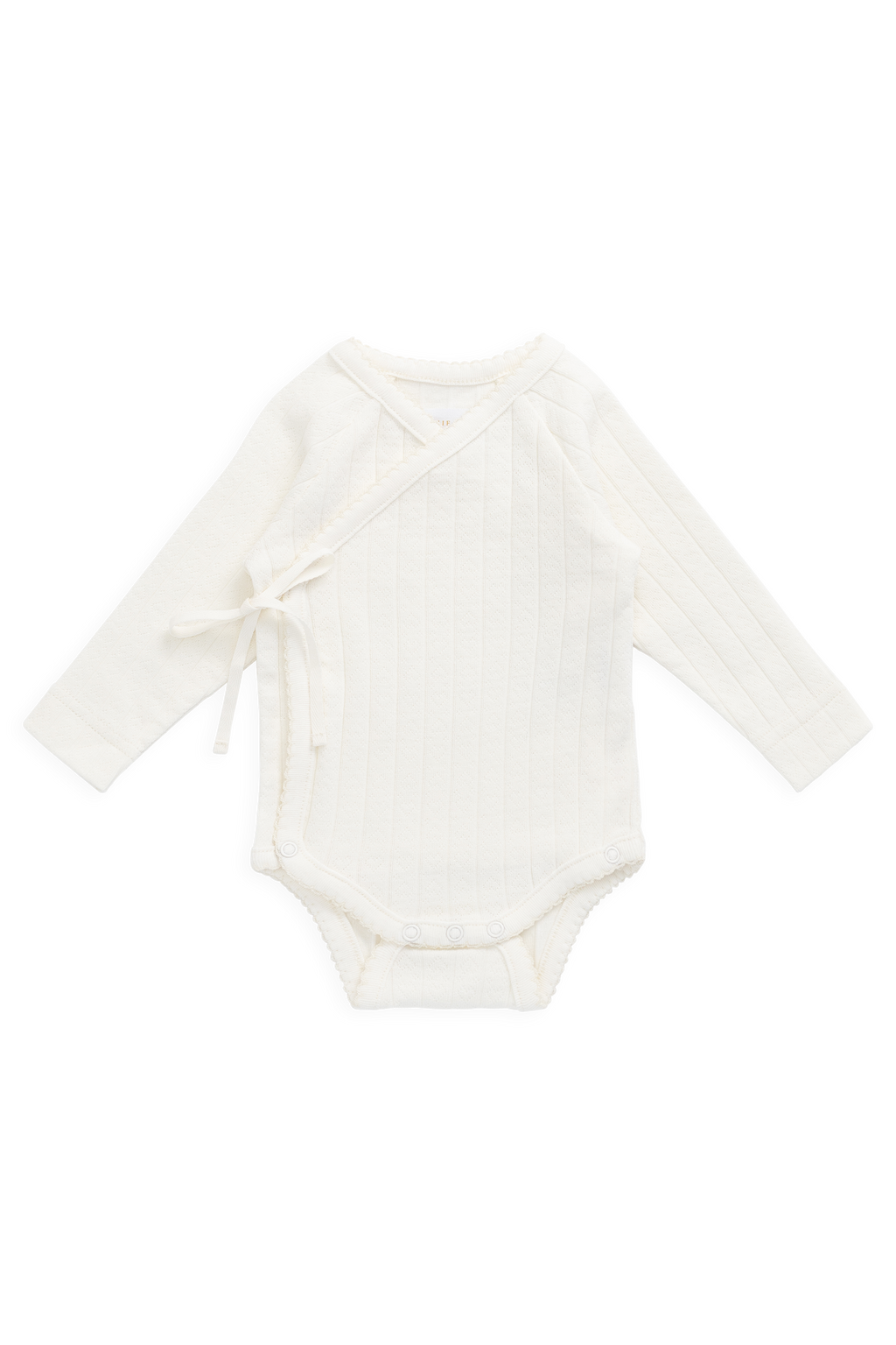 Bodysuit romantique en coton parcheminé et élasthanne avec imprimé cœurs ajourés et devant cache-cœur