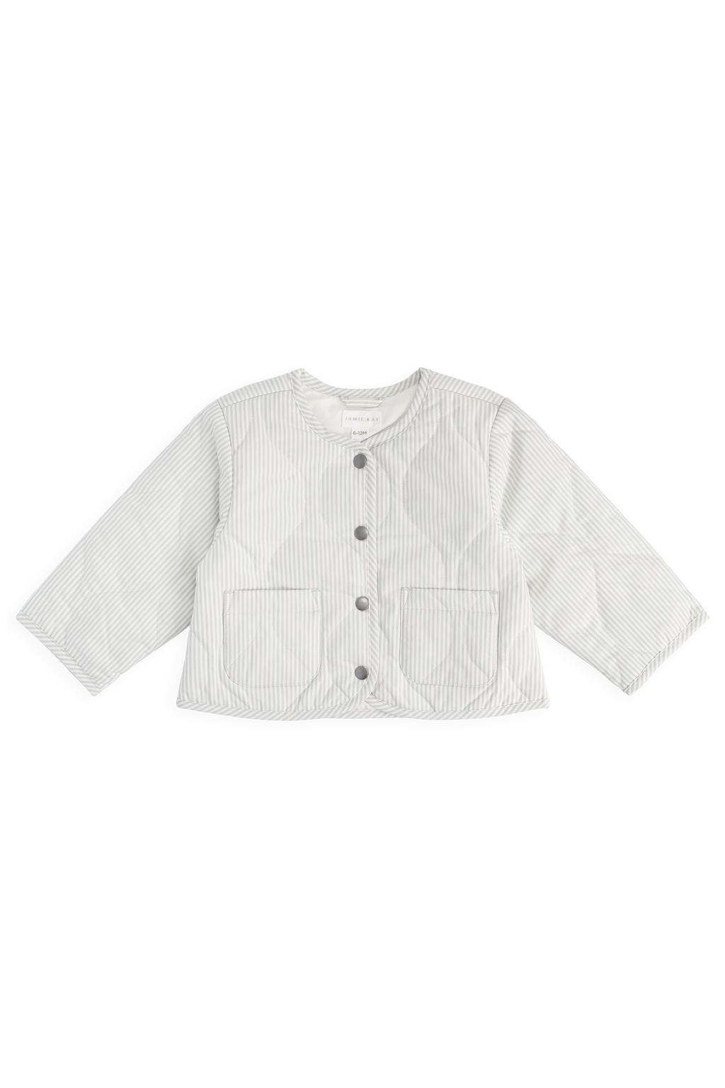 Veste en coton à rayures nuages classiques et gommiers bleus avec garnissage en polyester recyclé et poches plaquées