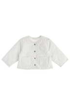 Veste en coton à rayures nuages classiques et gommiers bleus avec garnissage en polyester recyclé et poches plaquées