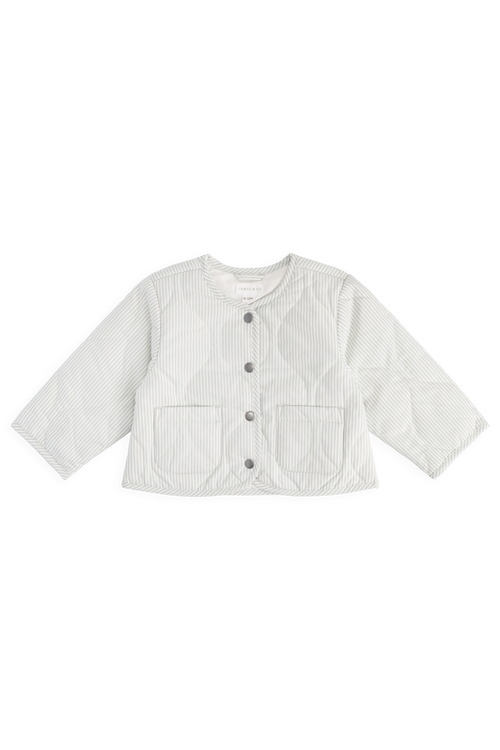 Veste en coton à rayures nuages classiques et gommiers bleus avec garnissage en polyester recyclé et poches plaquées