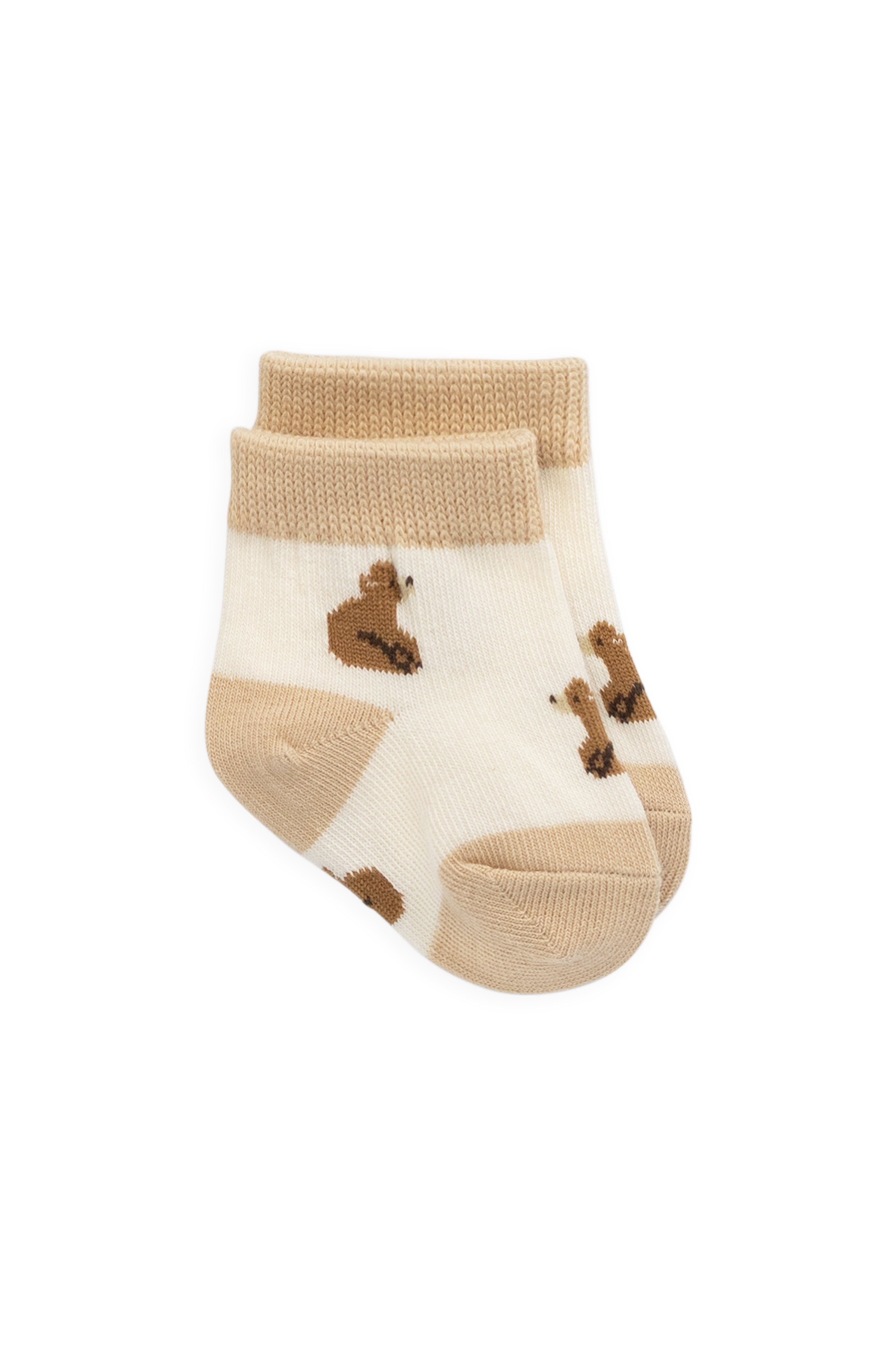 Chaussettes classiques neutres en coton avec joli motif et bord-côte