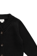 Gilet classique en maille de coton anthracite avec col en V et fermeture boutonnée sur le devant