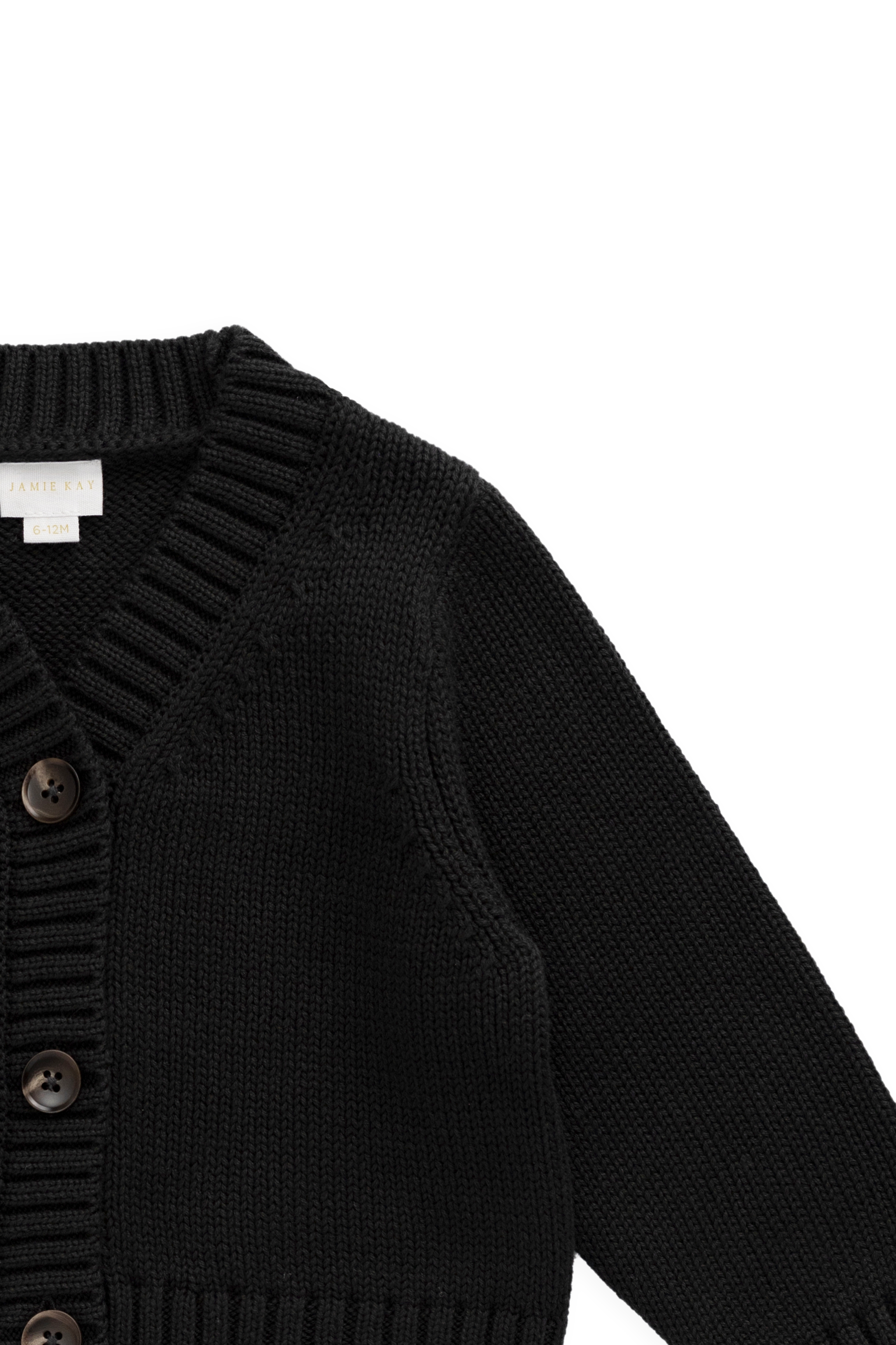 Gilet classique en maille de coton anthracite avec col en V et fermeture boutonnée sur le devant