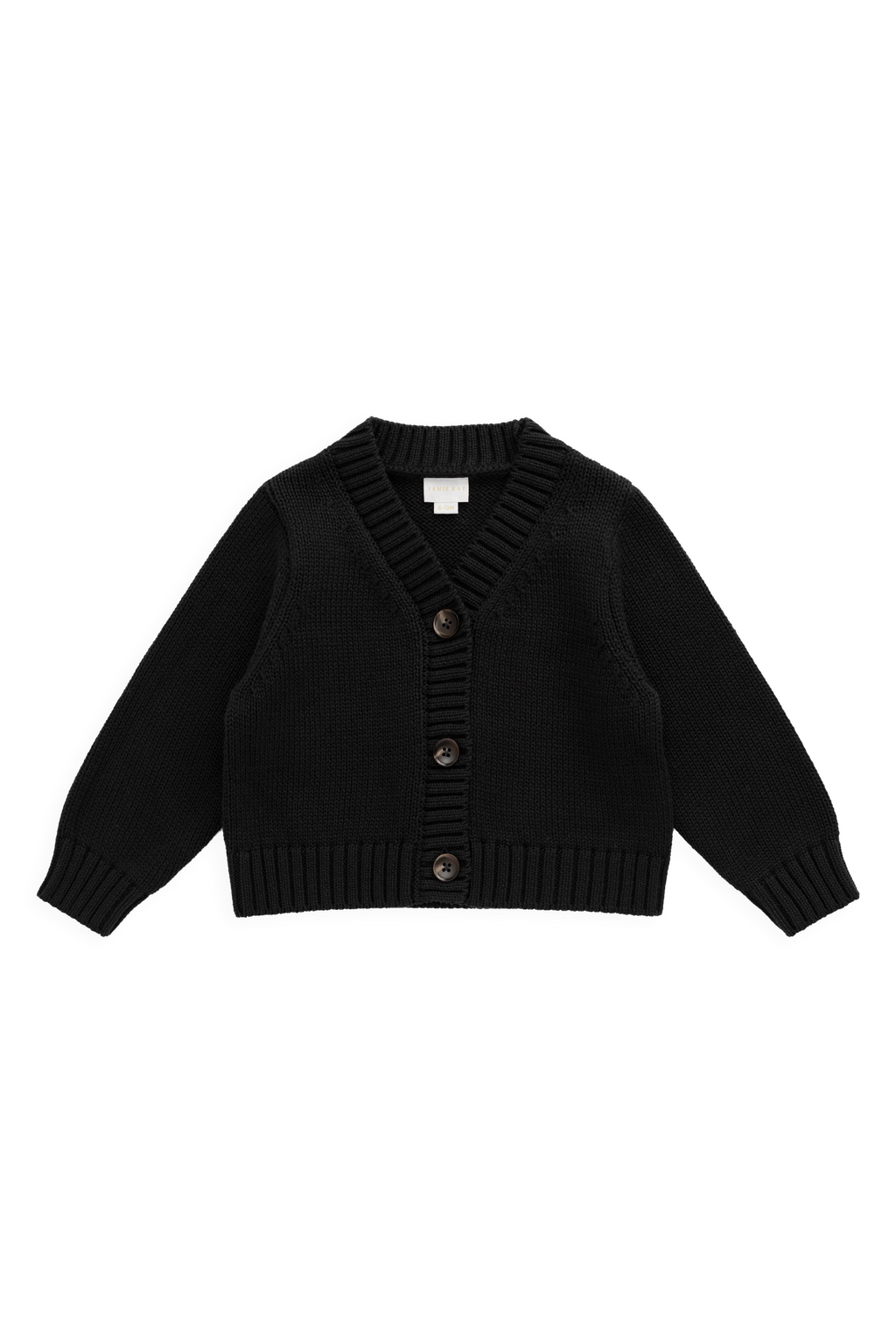 Gilet classique en maille de coton anthracite avec col en V et fermeture boutonnée sur le devant
