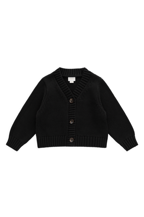 Gilet classique en maille de coton anthracite avec col en V et fermeture boutonnée sur le devant
