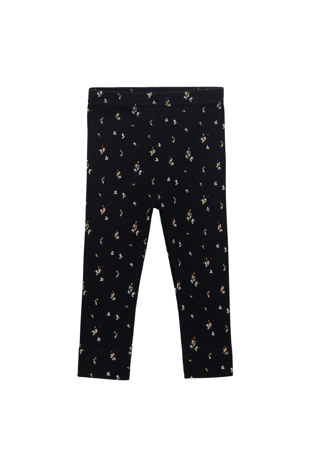 Legging classique en coton et modal ébène avec texture côtelée et imprimé floral