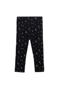 Legging classique en coton et modal ébène avec texture côtelée et imprimé floral