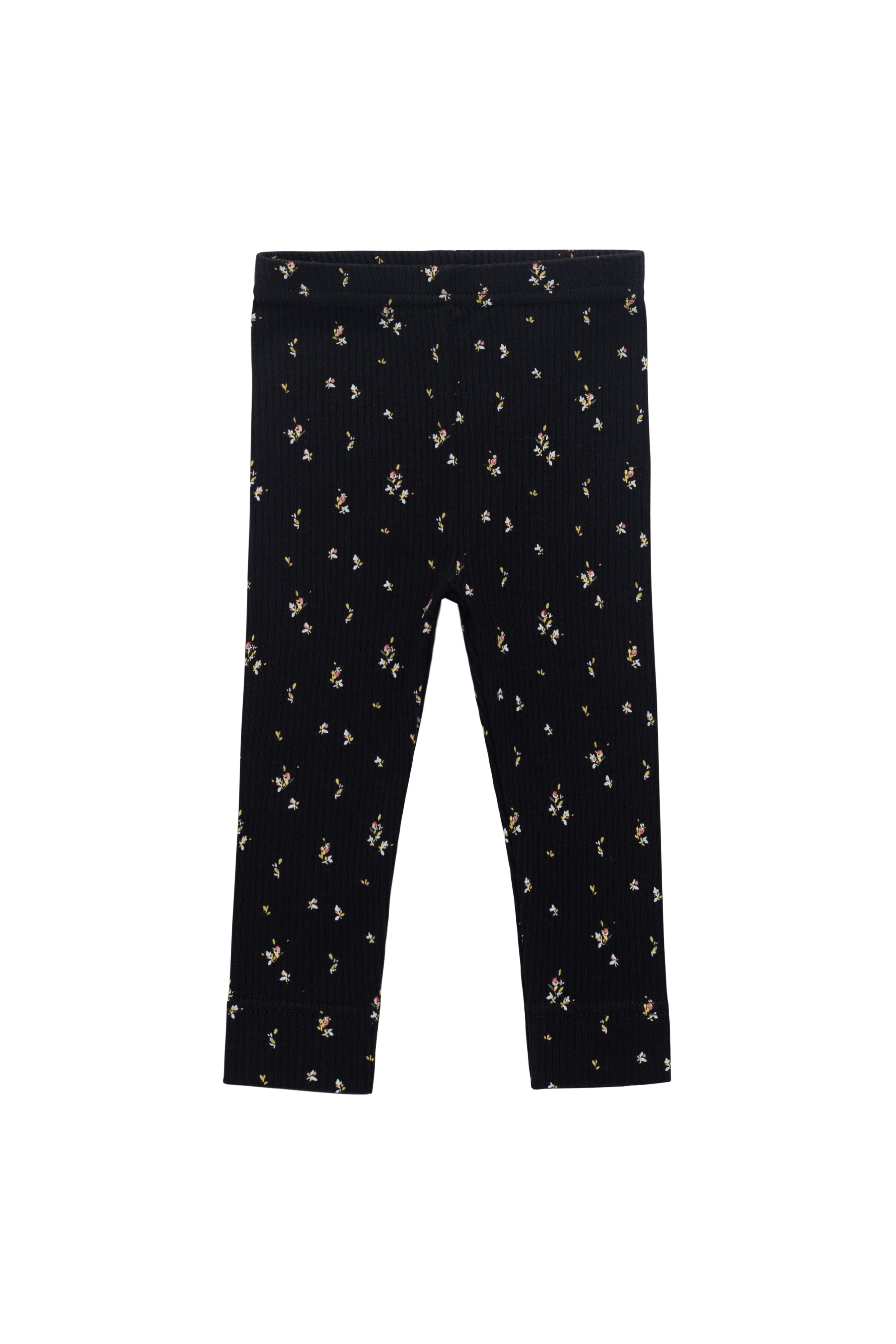 Legging classique en coton et modal ébène avec texture côtelée et imprimé floral