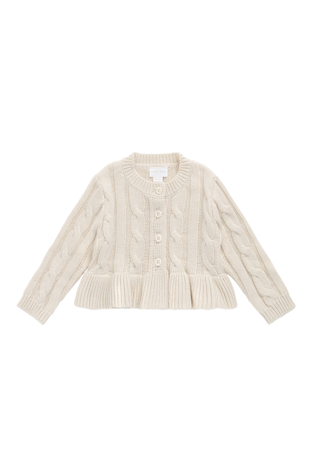 Gilet Classique en Coton Vanille Tricoté, Torsadé, avec Ourlet Basque et Boutons sur le Devant