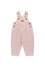 Salopette en coton rose à motif floral romantique avec bretelles réglables et poche sur la poitrine