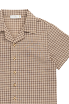 Chemise classique en coton biologique Cocoa Check à manches courtes et boutons en bois