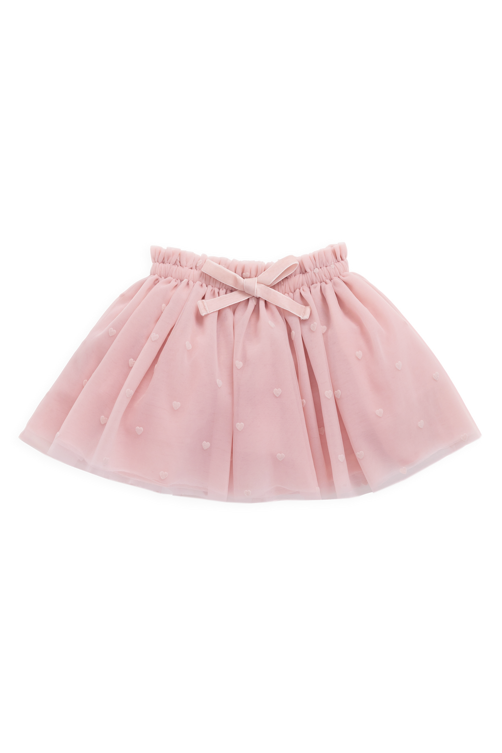 Jupe romantique rose œillet en polyamide avec motifs cœurs et taille élastique