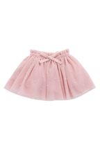 Jupe romantique rose œillet en polyamide avec motifs cœurs et taille élastique