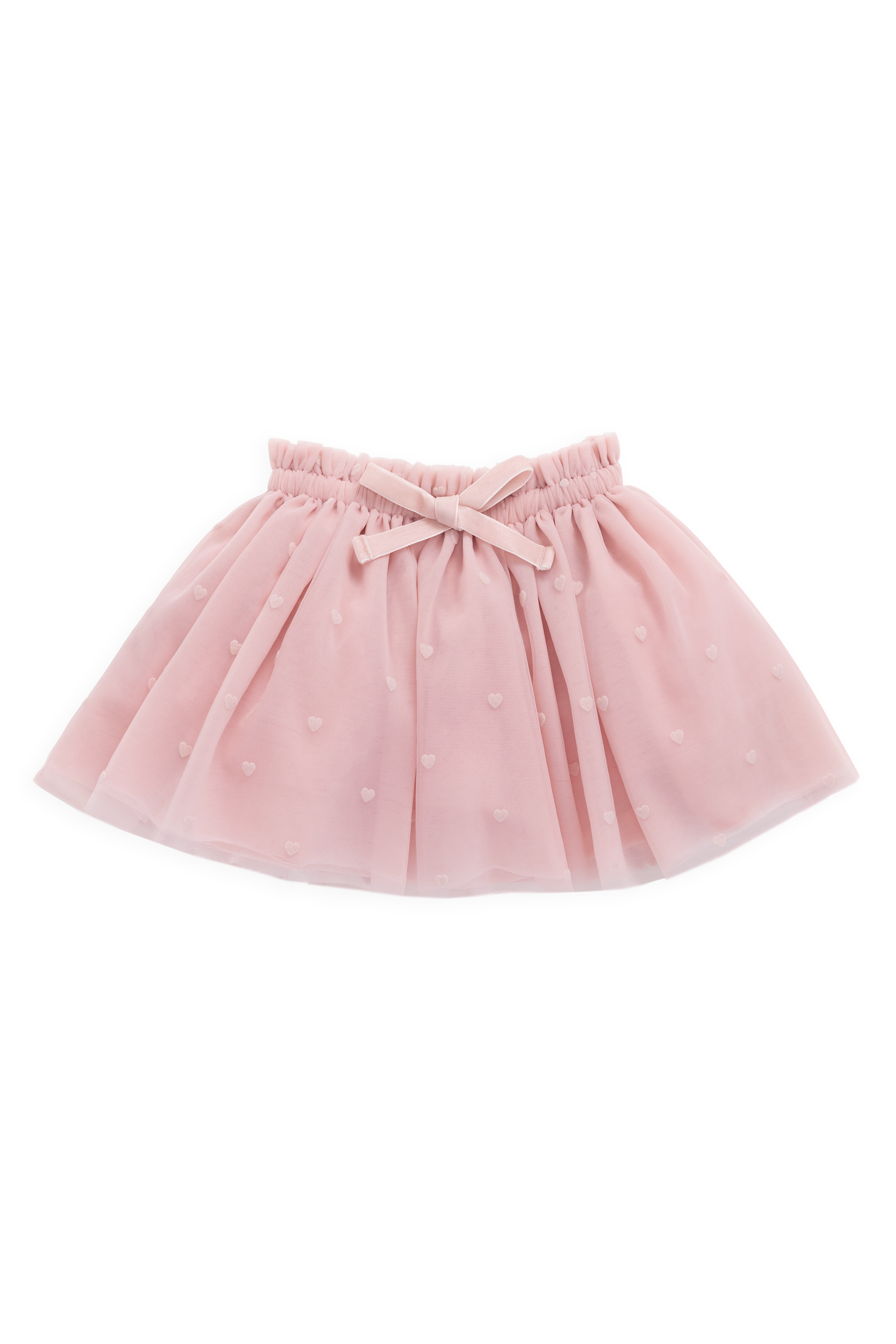 Jupe romantique rose œillet en polyamide avec motifs cœurs et taille élastique