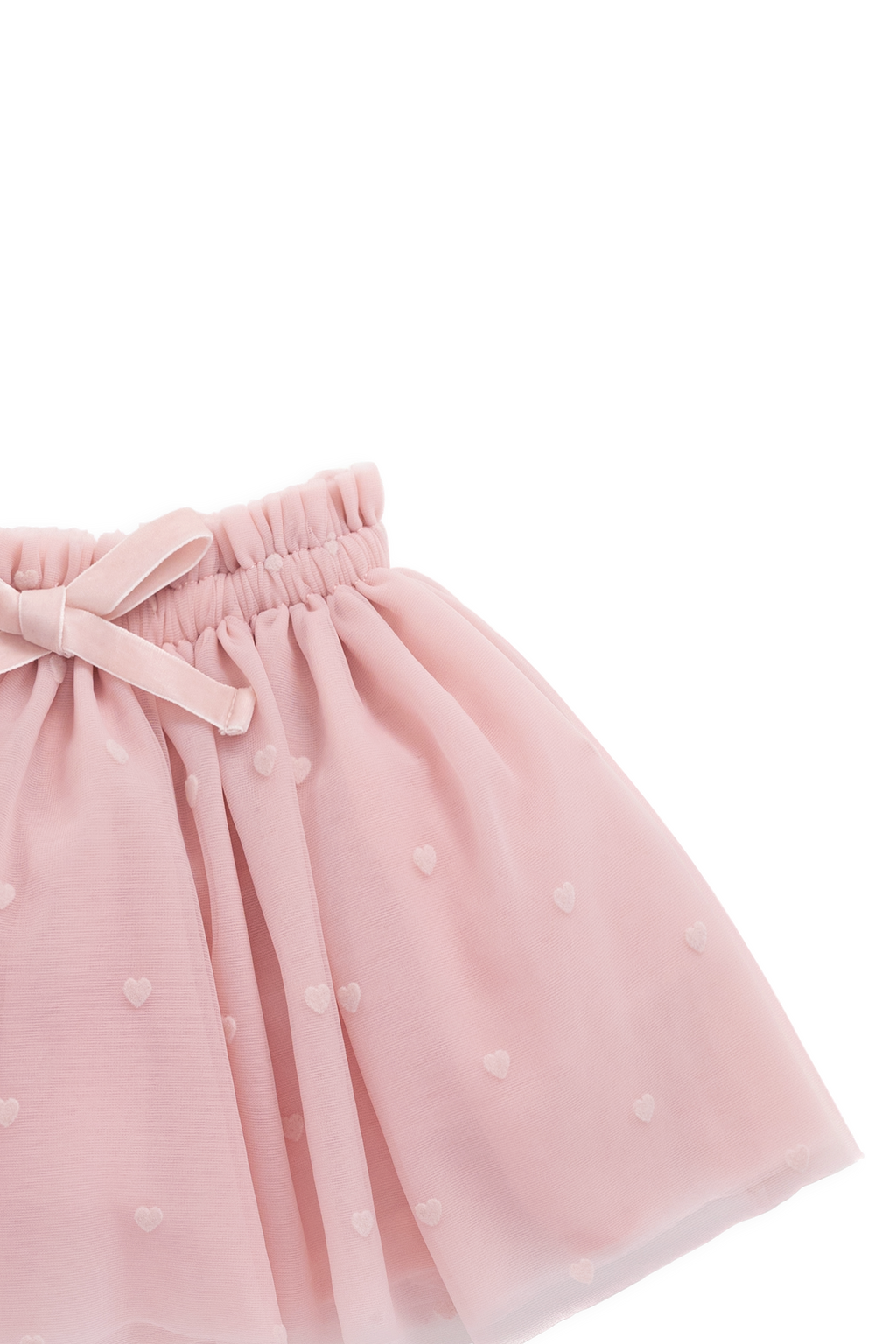 Jupe romantique rose œillet en polyamide avec motifs cœurs et taille élastique