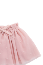 Jupe romantique rose œillet en polyamide avec motifs cœurs et taille élastique