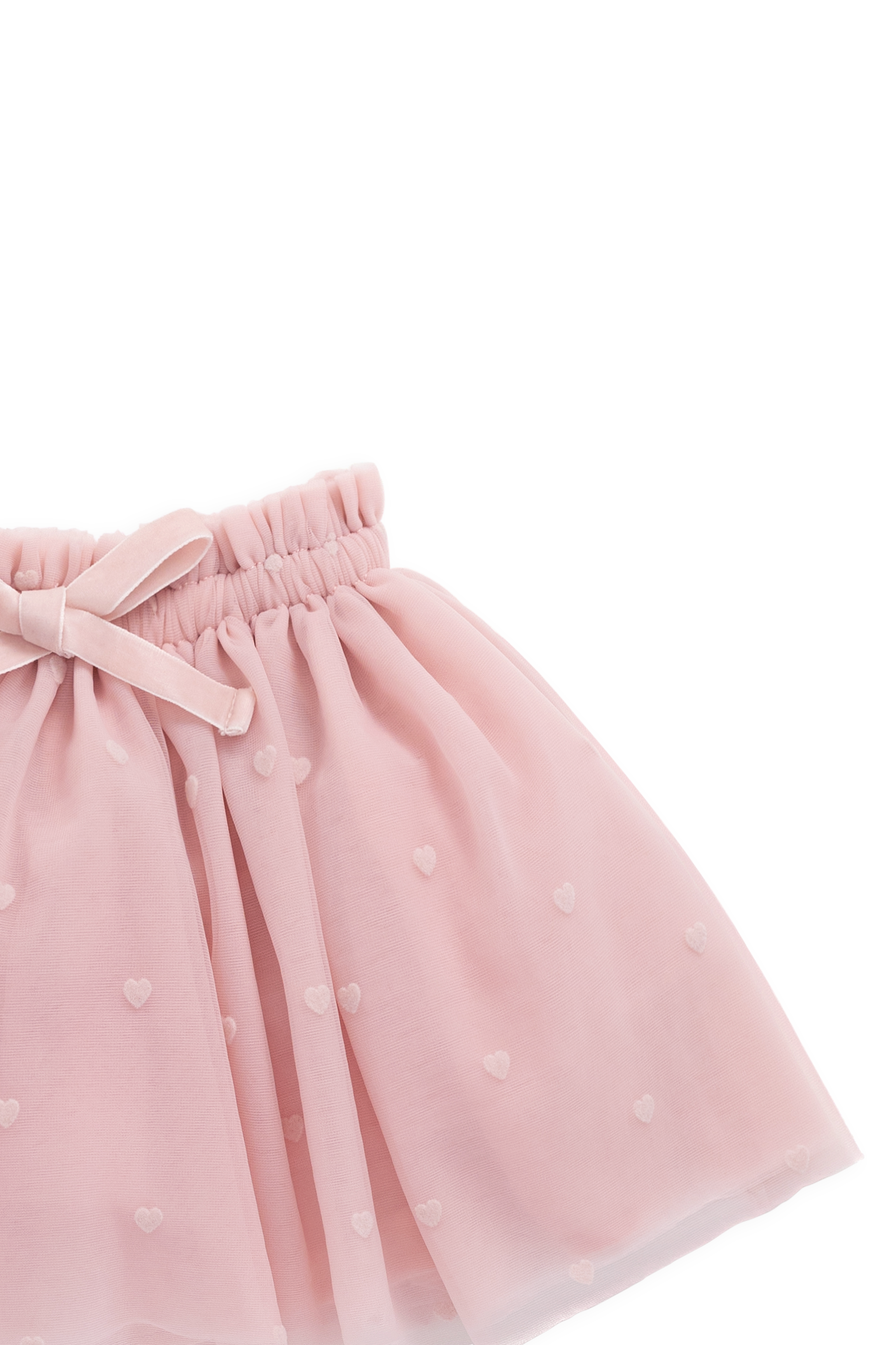 Jupe romantique rose œillet en polyamide avec motifs cœurs et taille élastique