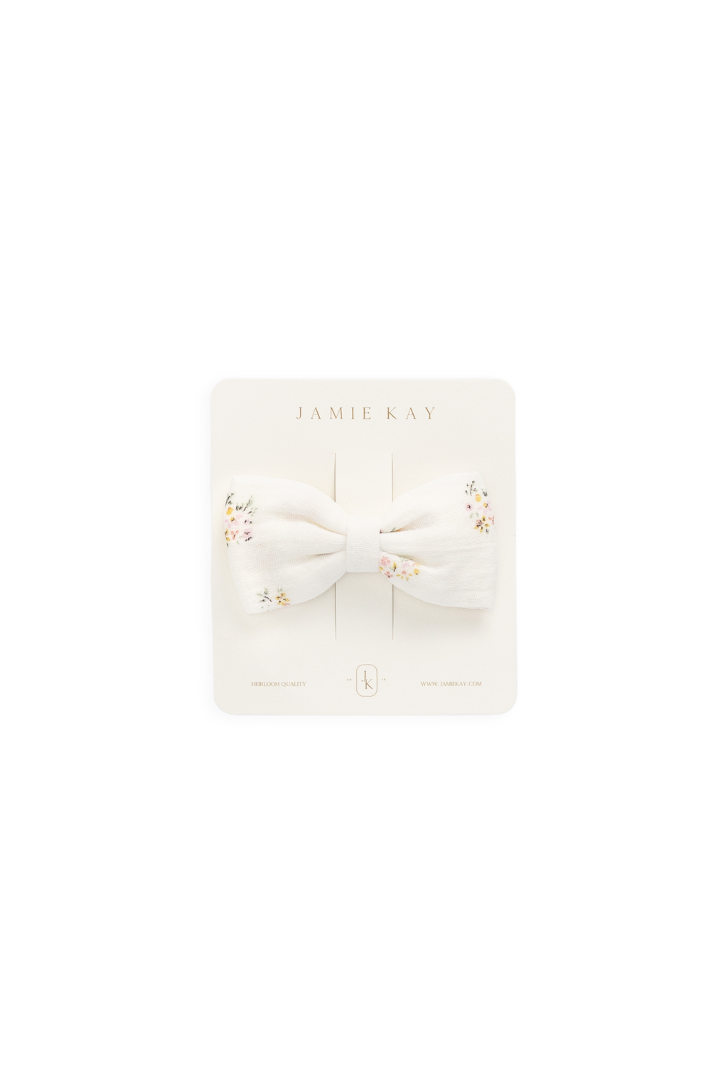 Nœud pour cheveux en coton biologique à fleurs crème romantique