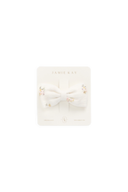 Nœud pour cheveux en coton biologique à fleurs crème romantique