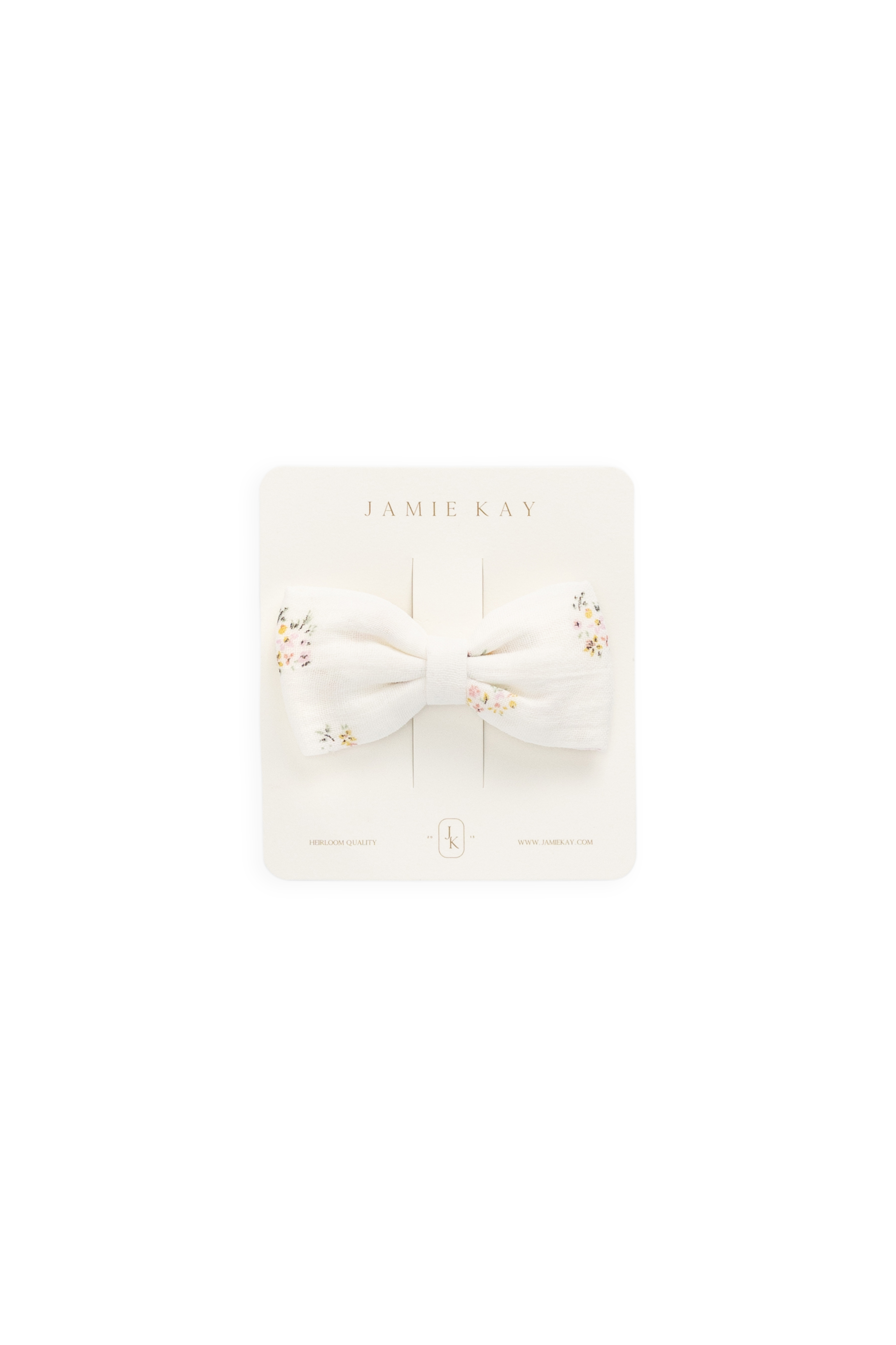 Nœud pour cheveux en coton biologique à fleurs crème romantique