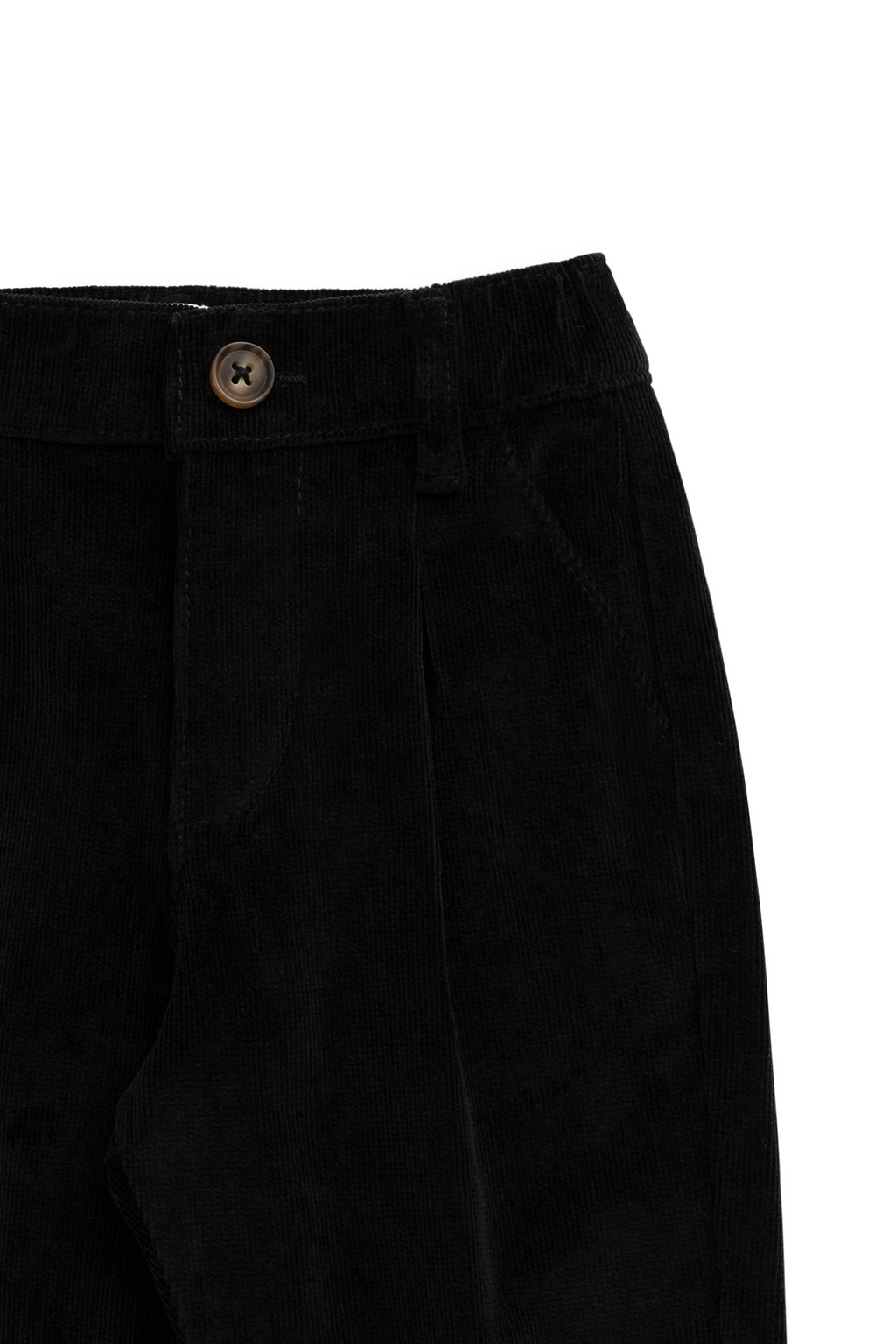 Pantalon Classique en Coton Sésame Noir avec Taille Élastiquée et Jambes Droites