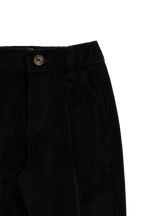 Pantalon Classique en Coton Sésame Noir avec Taille Élastiquée et Jambes Droites