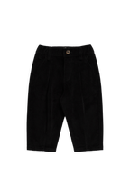 Pantalon Classique en Coton Sésame Noir avec Taille Élastiquée et Jambes Droites
