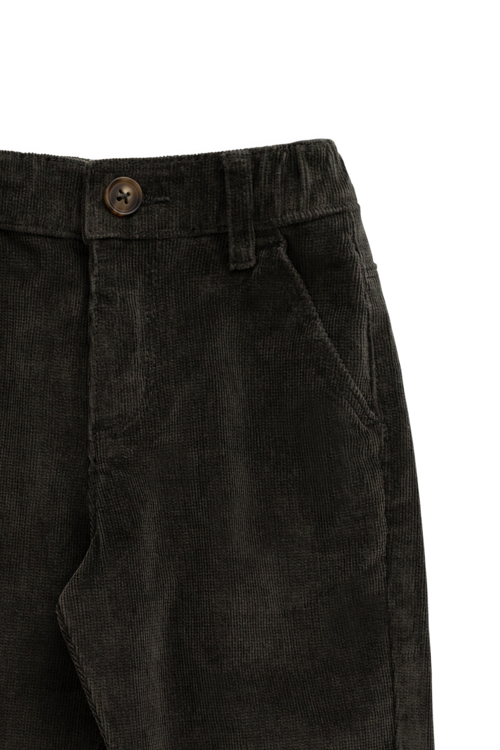 Pantalon Classique en Coton Basalte avec Taille Élastiquée et Poches Avant